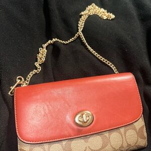 Coach Red and Tan Crossbody Bag